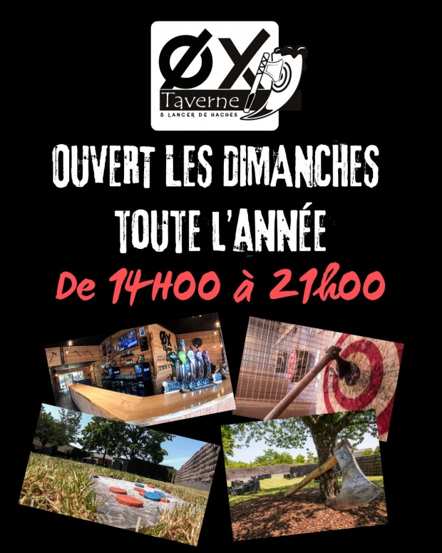 OUVERT les DIMANCHES toute l’année De 14H00 à 21h00